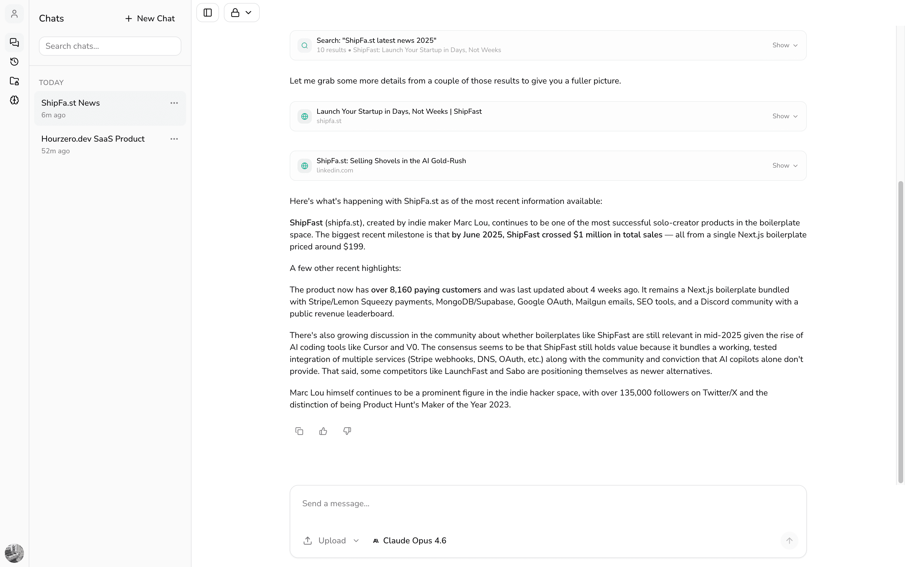 The core chat experience