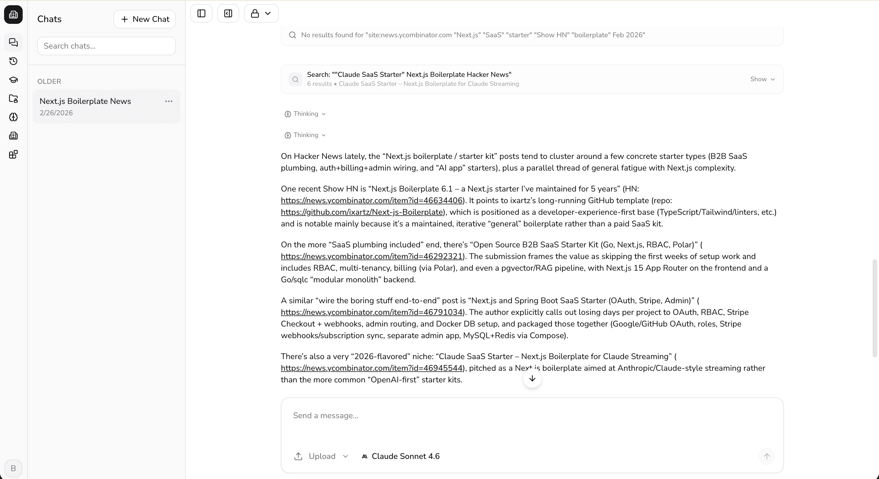 hourzero chat interface showing a conversation with AI